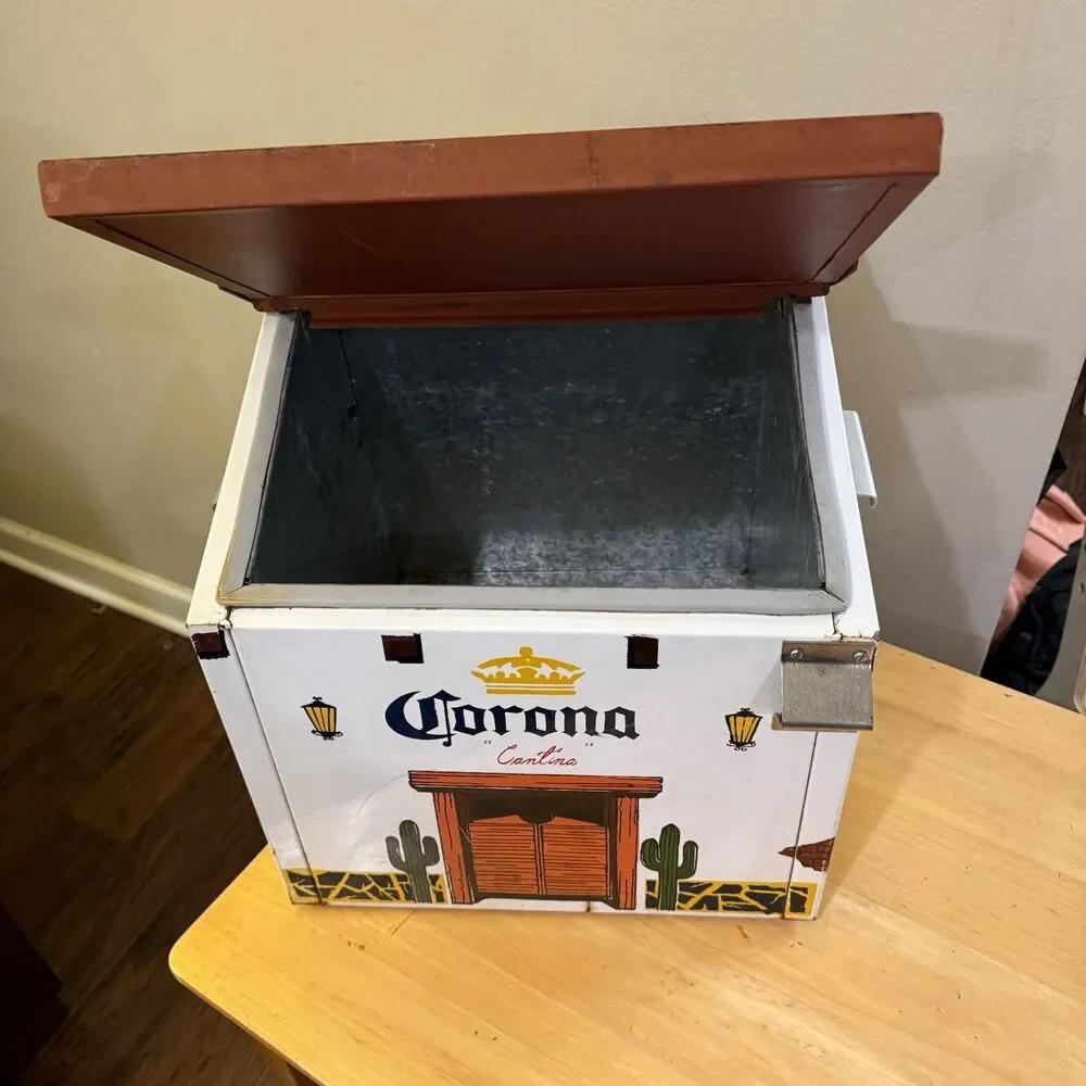 Vintage Corona Extra Cantina Metal Ice Chest Cooler Save Water Drink Corona Rare